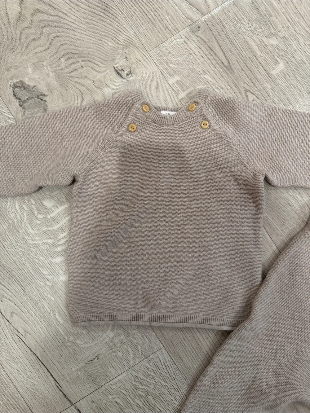 H&M Baby Neutral Taupe Baby Knit Sweater & Pants Set